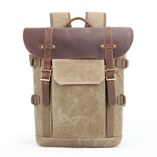 Vintage Camera Bag Waterproof  Canvas Backpack with Laptop Compartment Tripod Holder