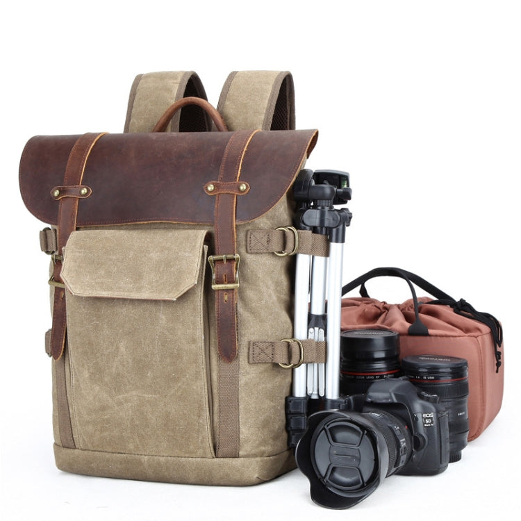 Vintage Camera Bag Waterproof  Canvas Backpack with Laptop Compartment Tripod Holder
