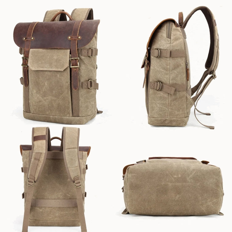 Vintage Camera Bag Waterproof  Canvas Backpack with Laptop Compartment Tripod Holder