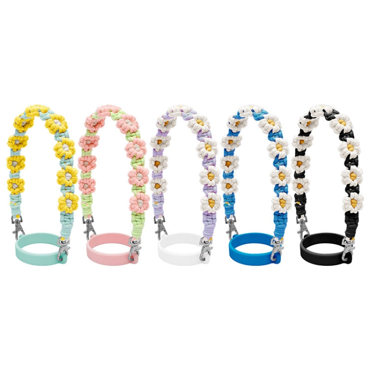 For 16-40oz Stanley Mug Lanyard Silicone Loop Boho Daisy Cute Flower Hand-Woven Mug Cover