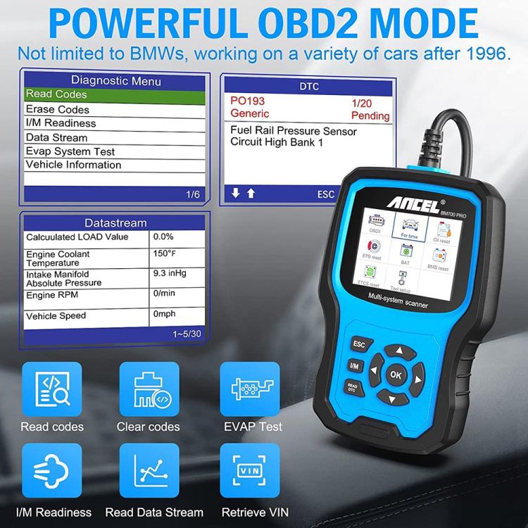 ANCEL BM700 Upgraded Version For BMW Full System Diagnostic OBDII Tester Maintenance And Resetting Repair Tools