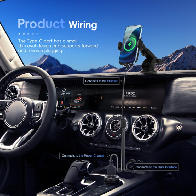 Fast Charging Retractable Recharging Cell Phone Holder With Wireless CarPlay Android Auto Function