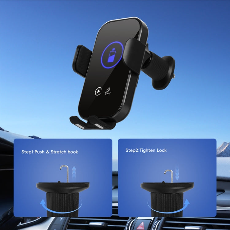 Fast Charging Retractable Recharging Cell Phone Holder With Wireless CarPlay Android Auto Function