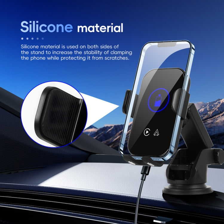 Fast Charging Retractable Recharging Cell Phone Holder With Wireless CarPlay Android Auto Function