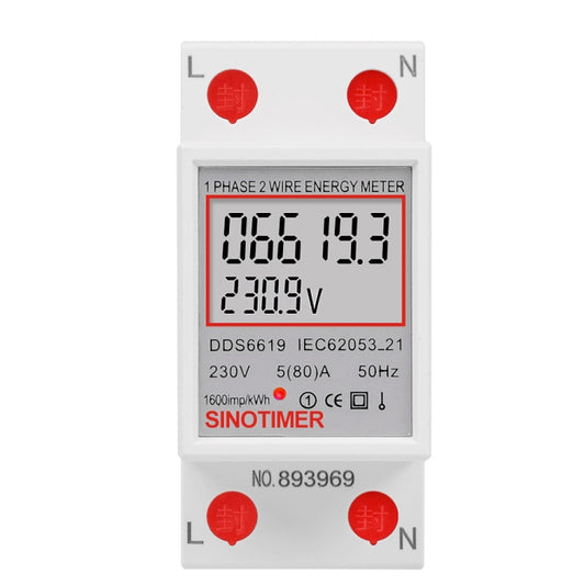 SINOTIMER  DDS6619 80A 230V Din Rail Single Phase Energy Meter Voltage Current Power Meter