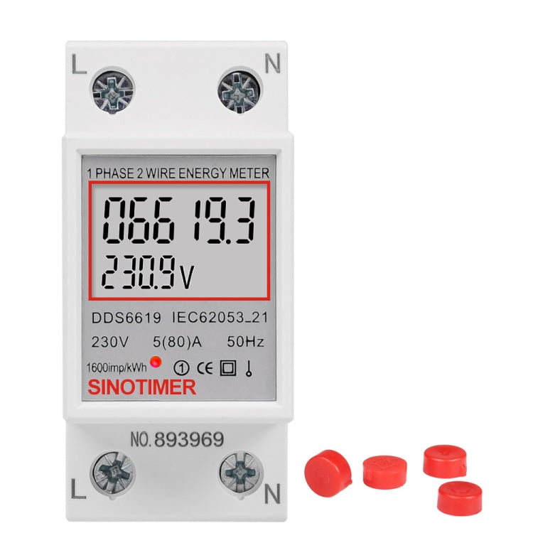 SINOTIMER  DDS6619 80A 230V Din Rail Single Phase Energy Meter Voltage Current Power Meter