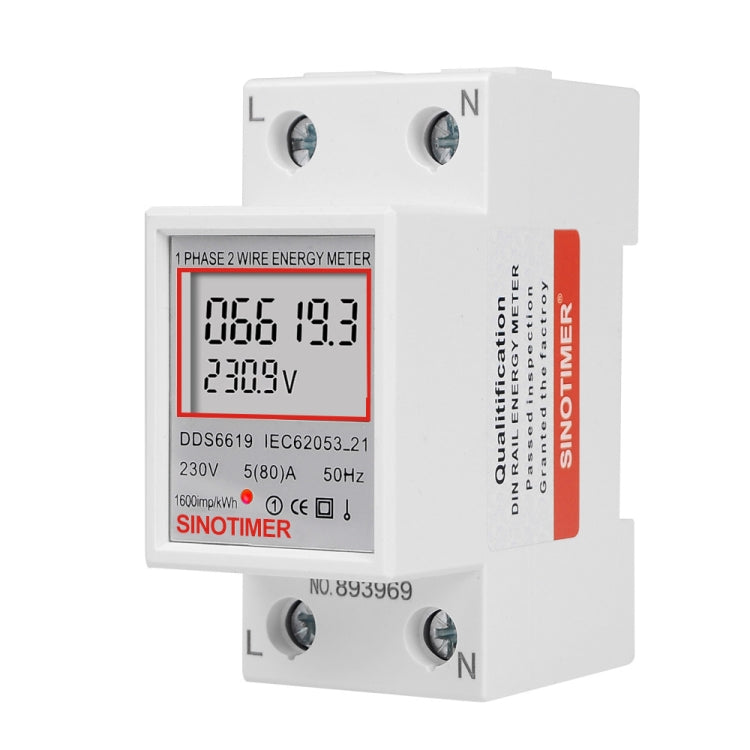 SINOTIMER  DDS6619 80A 230V Din Rail Single Phase Energy Meter Voltage Current Power Meter
