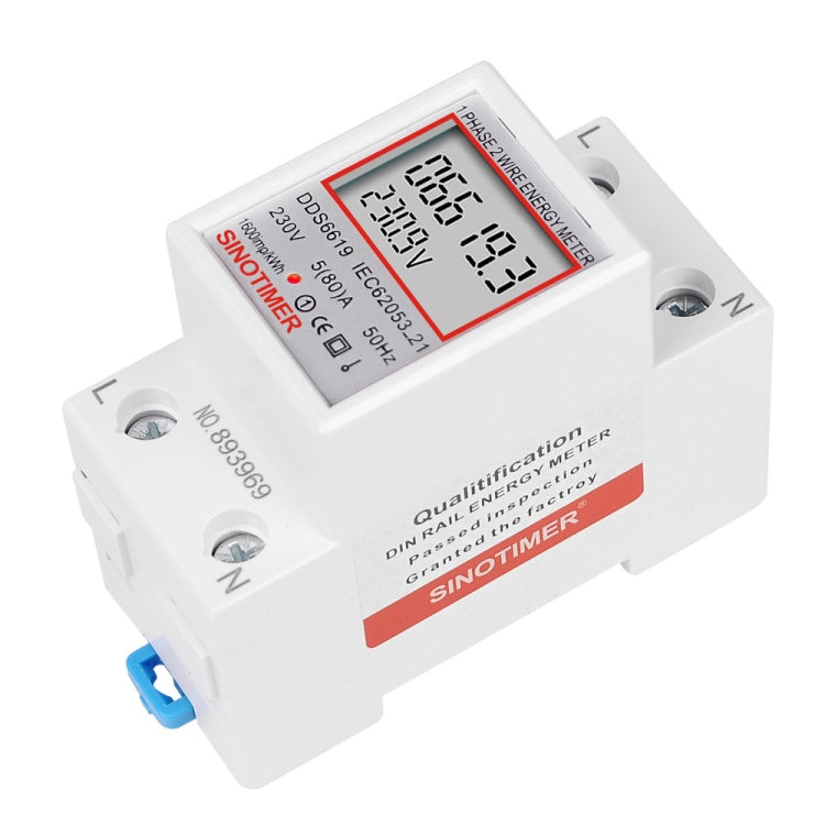 SINOTIMER  DDS6619 80A 230V Din Rail Single Phase Energy Meter Voltage Current Power Meter