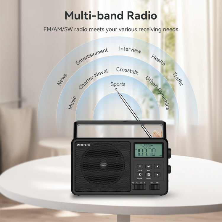 Retekess TR638 LCD Digital Display Full-Band Bluetooth FM Radio Support External Antenna