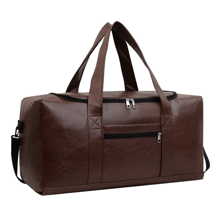 Large-capacity Business Handbag Men's Short Trip Travel Waterproof Leather Luggage Bag