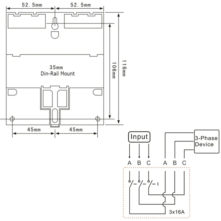 SINOTIMER TM613 380V 16A Three-Phase Programmable Time Switch With Backlight