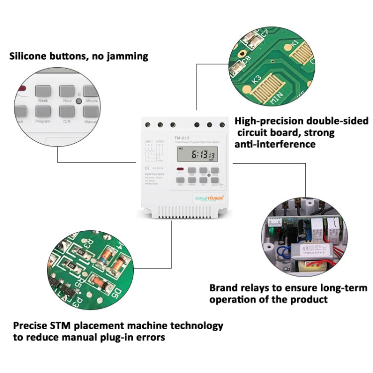 SINOTIMER TM613 380V 16A Three-Phase Programmable Time Switch With Backlight