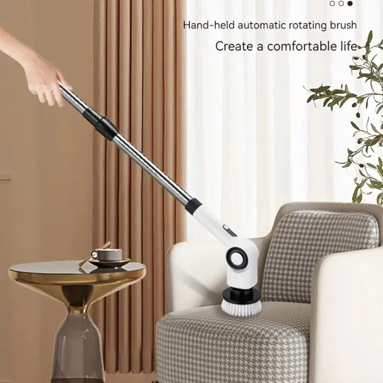 7 In 1 Electric Spin Scrubber Rechargeable Waterproof Floor Clean Bush with 23.6 Inch Adjustable Handle
