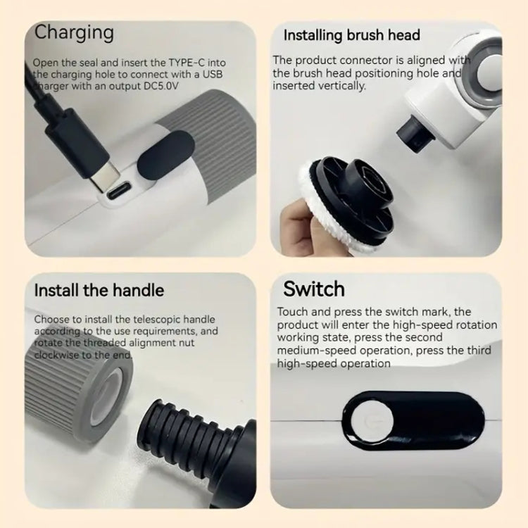 7 In 1 Electric Spin Scrubber Rechargeable Waterproof Floor Clean Bush with 23.6 Inch Adjustable Handle