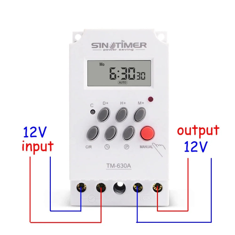 SINOTIMER  TM630A-4  12V DC Timer Switch Din Rail Digital Weekly Programmable Time Relay