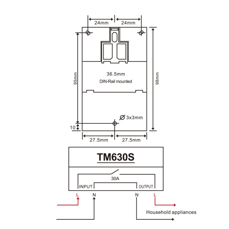 SINOTIMER TM630S-2 220V 30A Timer Switch 1 Second Interval Weekly Programmable Time Relay