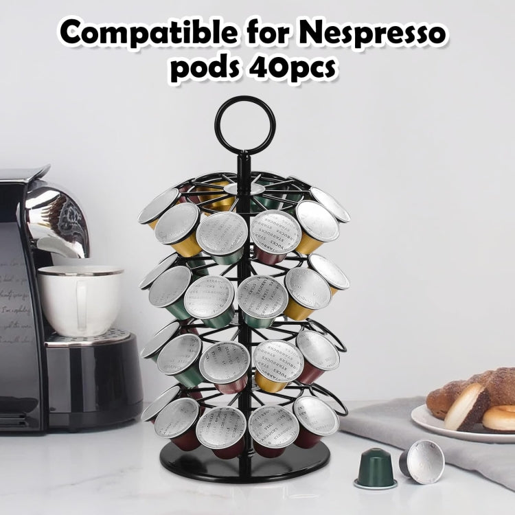 For Nespresso OASISWJ Assembly 40pcs 360 Degree Rotating Coffee Capsule Organizer