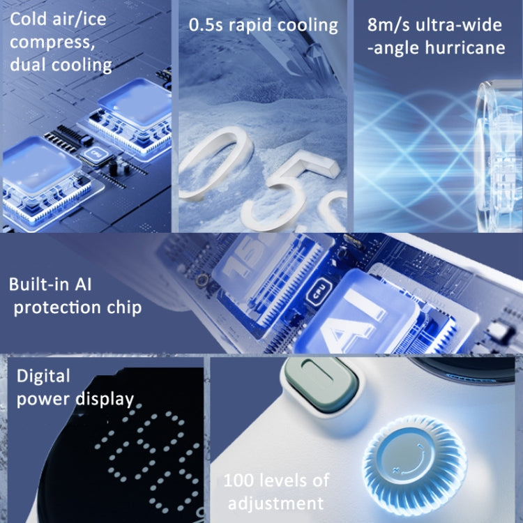 Turbo Handheld Small Fan Outdoor 100-speed Cooling Fan Built-in 4000 mAh Battery