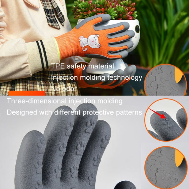 1pair TPE Children Cartoon Gloves Hamster Parrot Anti-scratch Bite Student Gardening Protective Anti-slip Wear-resistant Gloves