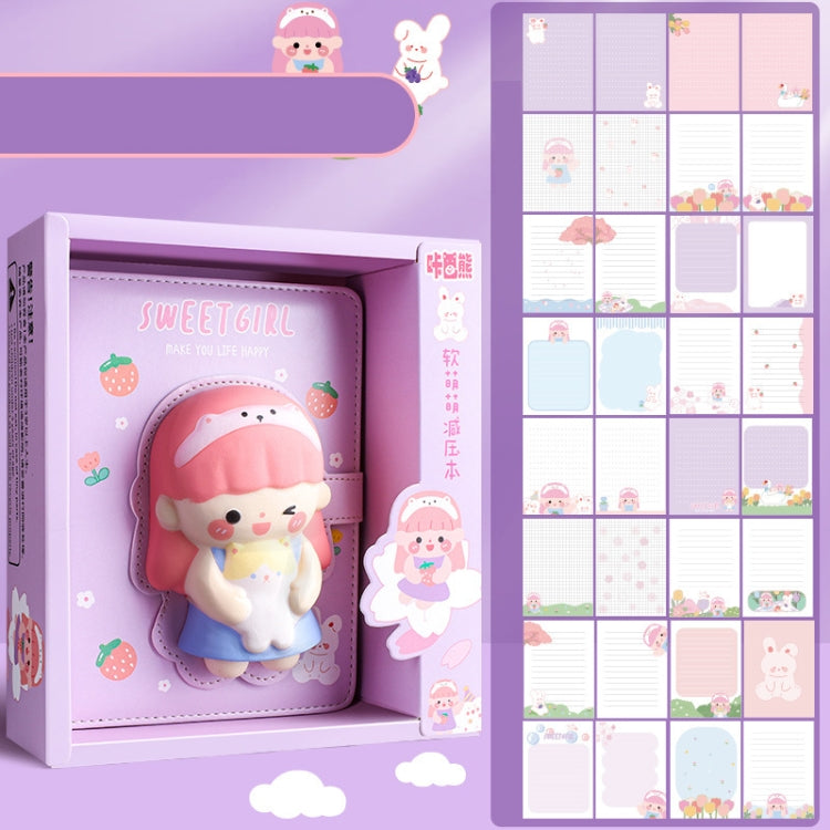 Kabaxiong A5 Size 3D Squishy Destress Cute Notebook Diary 100 Inner Pages