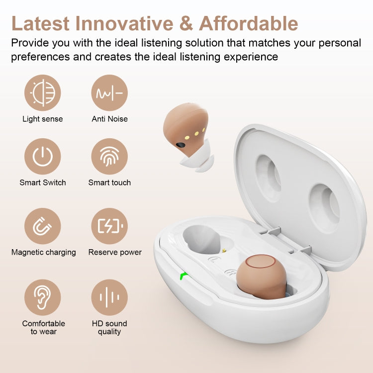 Z-26D1 Digital DSP In-ear TWS Invisible Hearing Aid Rechargeable Touch Control Sound Amplifier, Z-26D1 Skin Color, Z-26D1 Black