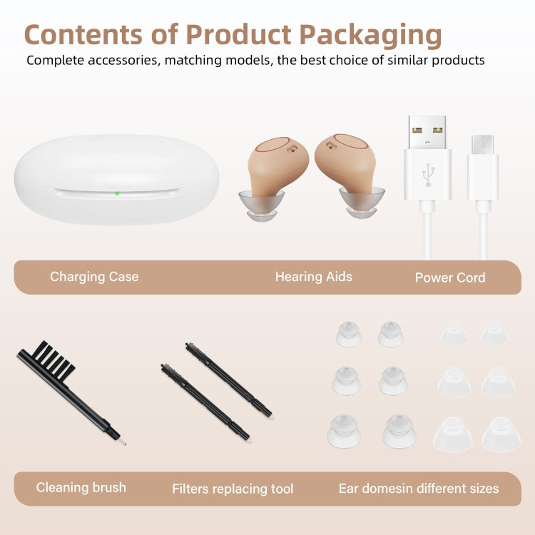 Z-26D1 Digital DSP In-ear TWS Invisible Hearing Aid Rechargeable Touch Control Sound Amplifier, Z-26D1 Skin Color, Z-26D1 Black