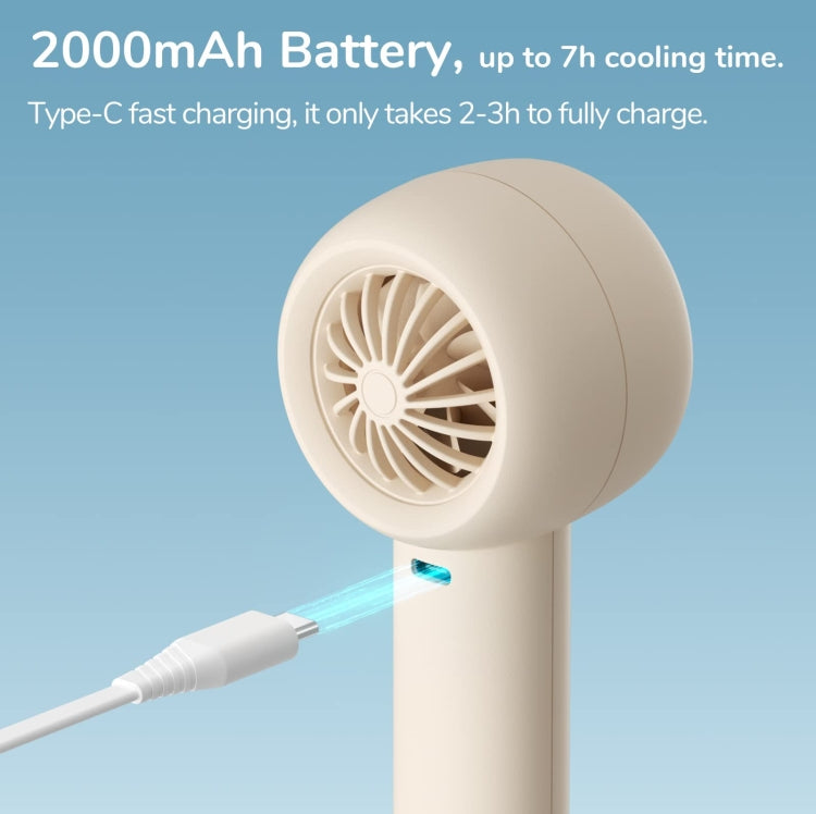 JisuLife FA42 Handheld Portable Small Rechargeable Turbo Fan, White 2000mAh, White 4500mAh