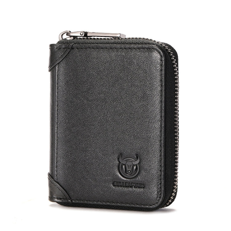 BULL CAPTAIN 475 RFID Anti-Theft Zipper Top-Layer Cowhide Multi-Card Slot Card Holder Wallet