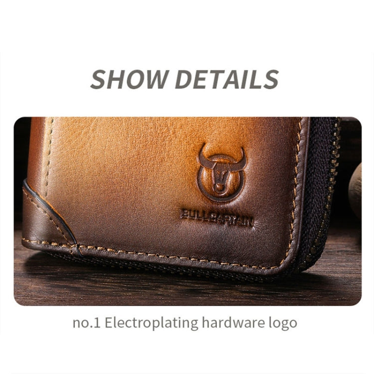 BULL CAPTAIN 475 RFID Anti-Theft Zipper Top-Layer Cowhide Multi-Card Slot Card Holder Wallet