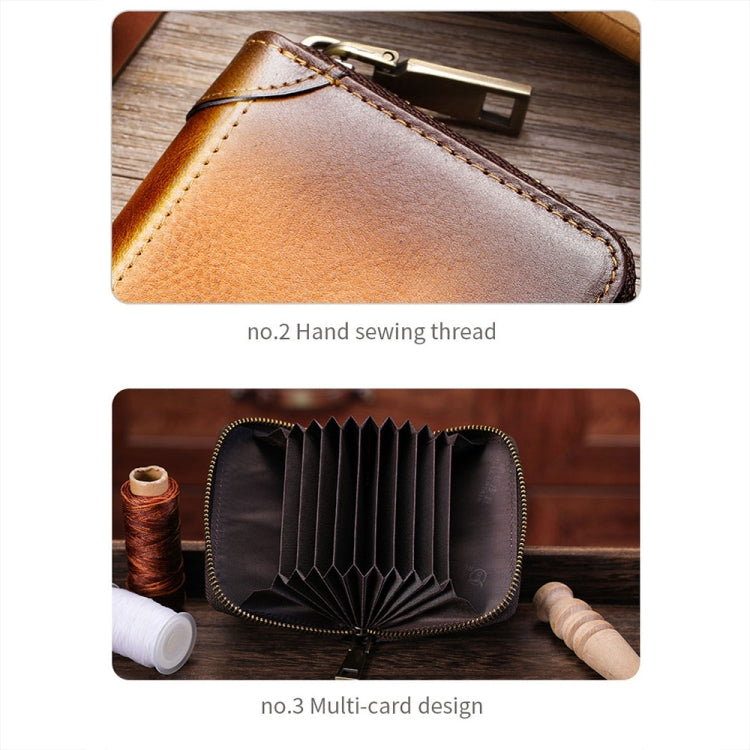 BULL CAPTAIN 475 RFID Anti-Theft Zipper Top-Layer Cowhide Multi-Card Slot Card Holder Wallet