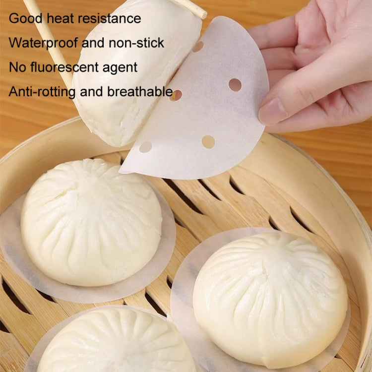 100pcs Food Grade Disposable Round Non-stick Steamer Paper Perforated Buns Steamer Pads