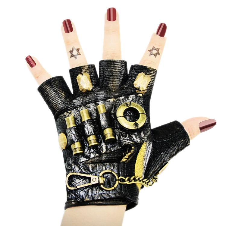 Punk Biker Half Finger Gloves Halloween Accessories