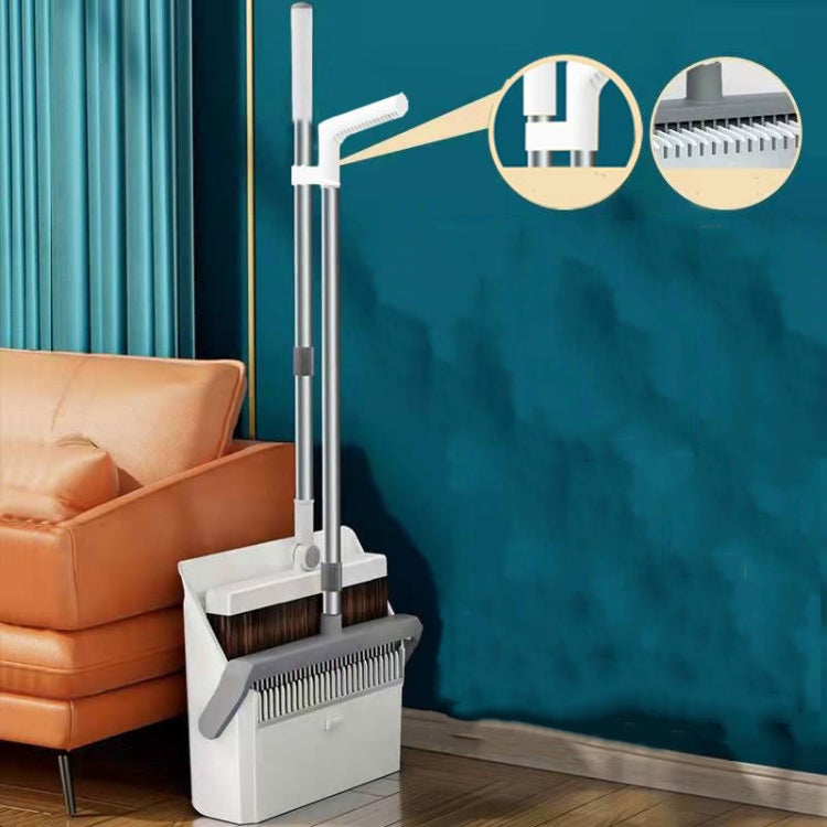 Broom And Dustpan Set With Double-Sided Tooth Scraping