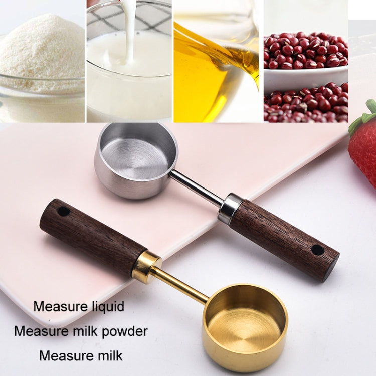 15ml Wooden Handle Stainless Steel Measuring Spoon Coffee Powder Milk Powder Spoon