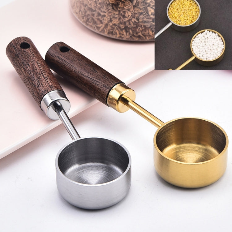 15ml Wooden Handle Stainless Steel Measuring Spoon Coffee Powder Milk Powder Spoon
