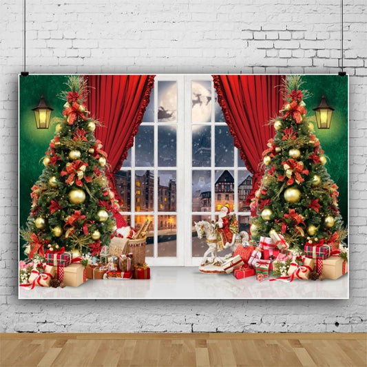 120x80cm Christmas Wreath Snow Scene Photography Background Curtain