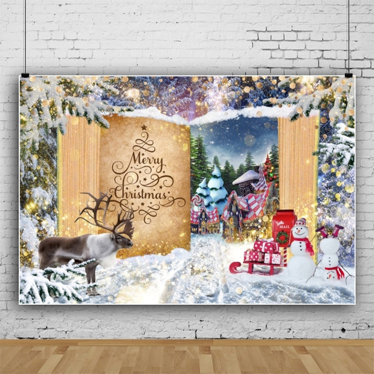120x80cm Christmas Wreath Snow Scene Photography Background Curtain