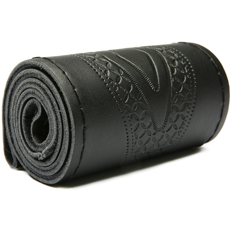 Four-Season Embossed Hand-Sewn Cowhide Steering Wheel Cover