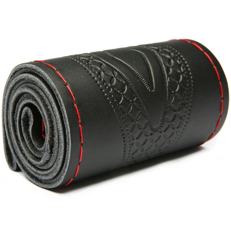 Four-Season Embossed Hand-Sewn Cowhide Steering Wheel Cover