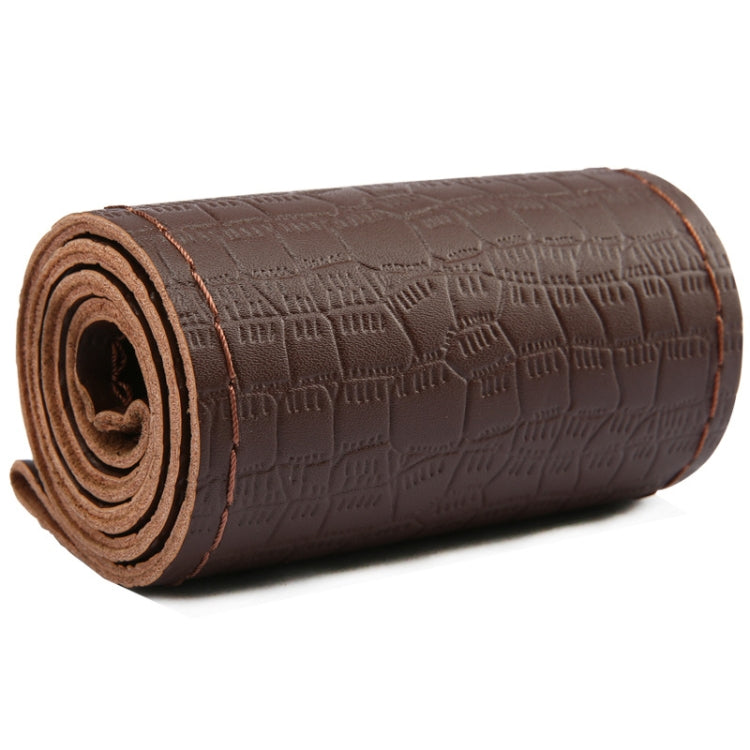 Four-season Embossed Cowhide Hand-sewn Steering Wheel Cover