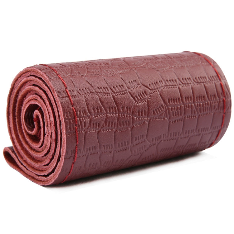 Four-season Embossed Cowhide Hand-sewn Steering Wheel Cover