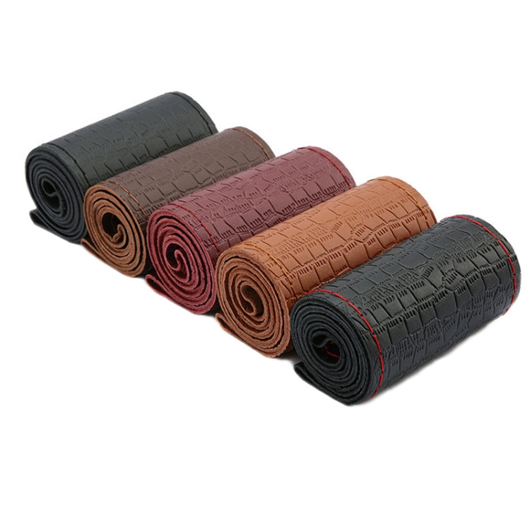 Four-season Embossed Cowhide Hand-sewn Steering Wheel Cover