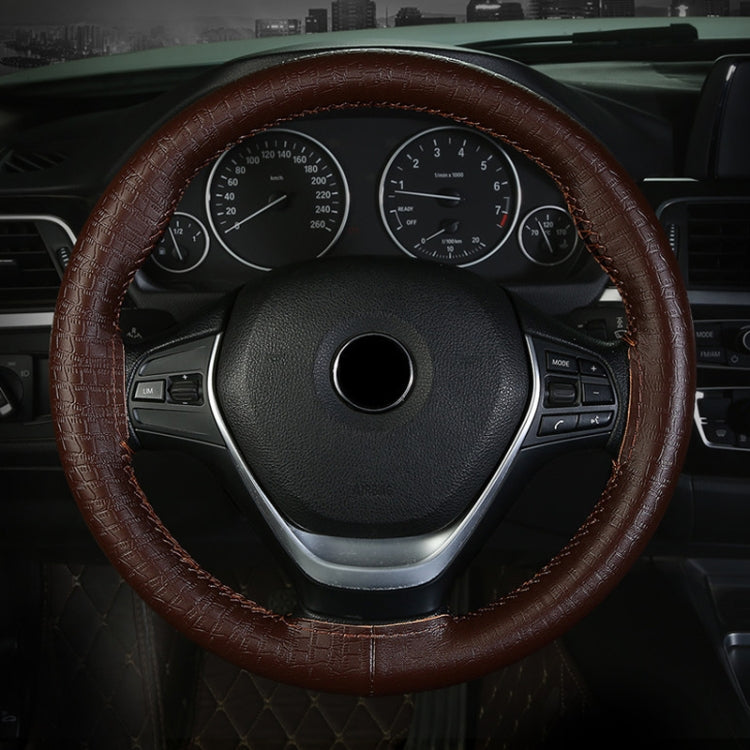 Four-season Embossed Cowhide Hand-sewn Steering Wheel Cover
