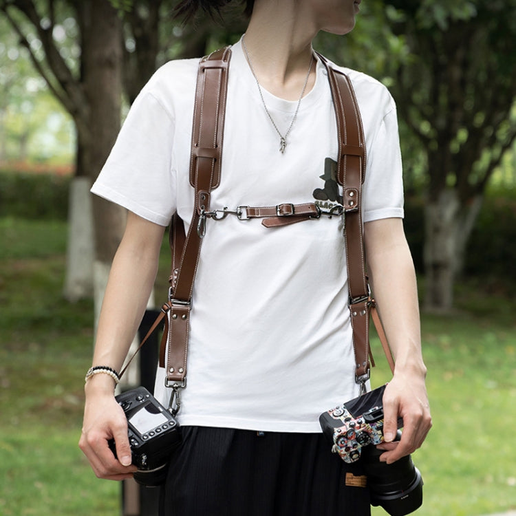 Cwatcun H90 Dual Camera Leather Strap Adjustable Multi-functional Convenient Camera Shoulder Strap