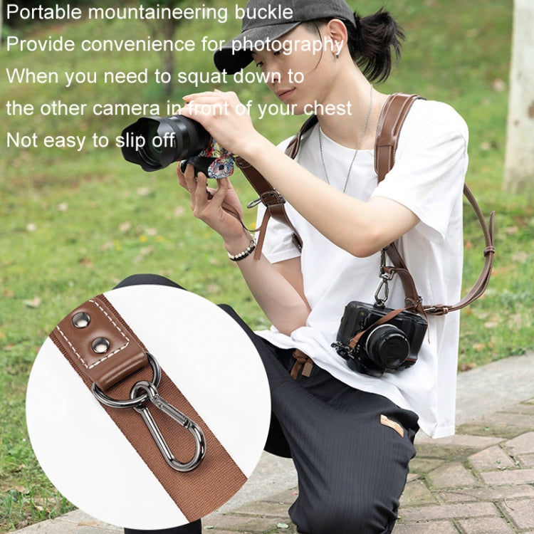 Cwatcun H90 Dual Camera Leather Strap Adjustable Multi-functional Convenient Camera Shoulder Strap
