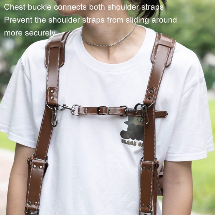 Cwatcun H90 Dual Camera Leather Strap Adjustable Multi-functional Convenient Camera Shoulder Strap