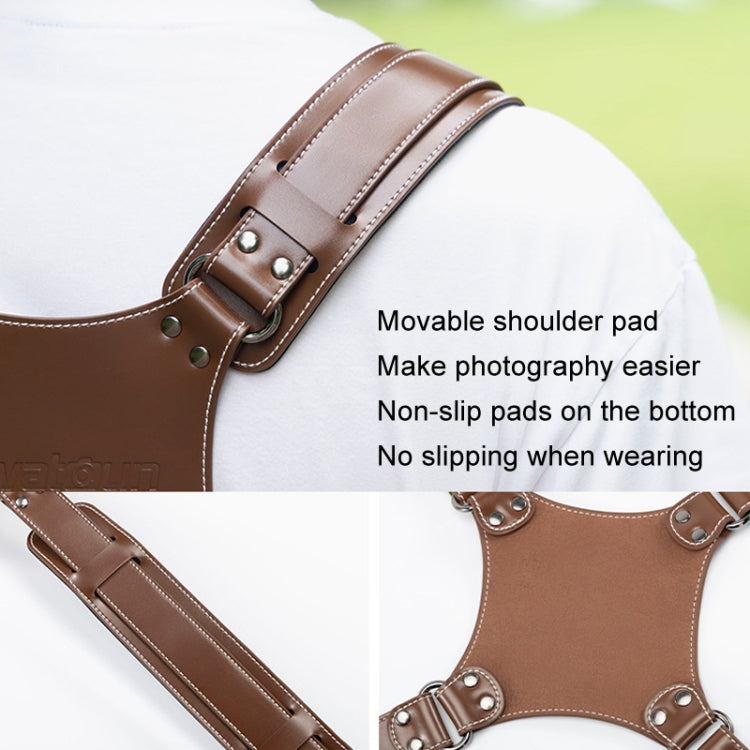 Cwatcun H90 Dual Camera Leather Strap Adjustable Multi-functional Convenient Camera Shoulder Strap