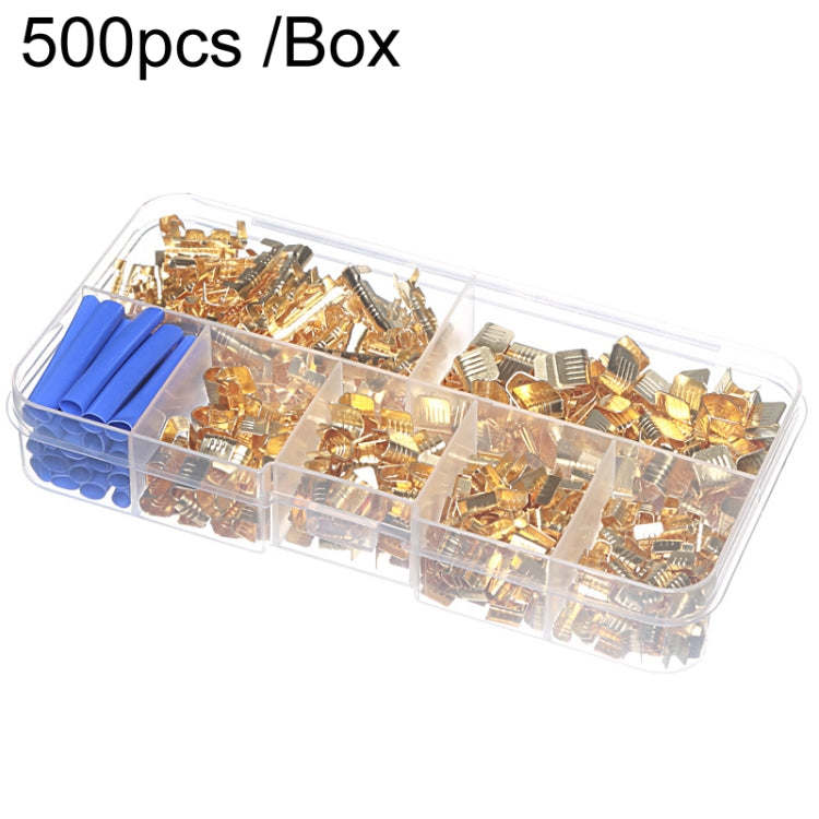 500pcs /Box 5 Specifications Of Gold Brass Quick Crimping Buckle U-Shaped Parallel Terminal Set