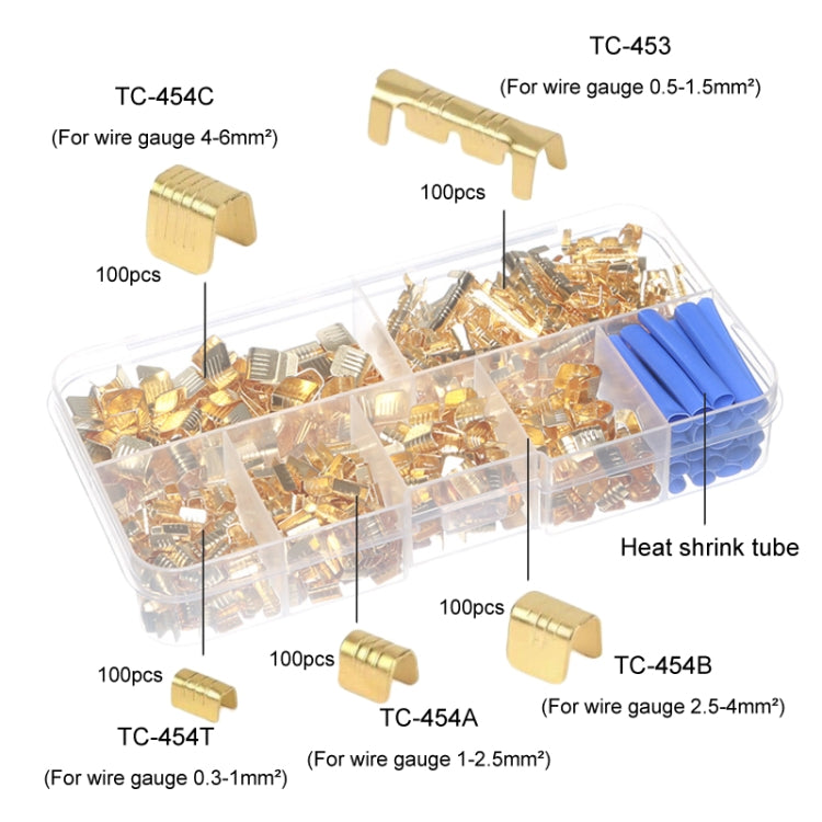500pcs /Box 5 Specifications Of Gold Brass Quick Crimping Buckle U-Shaped Parallel Terminal Set