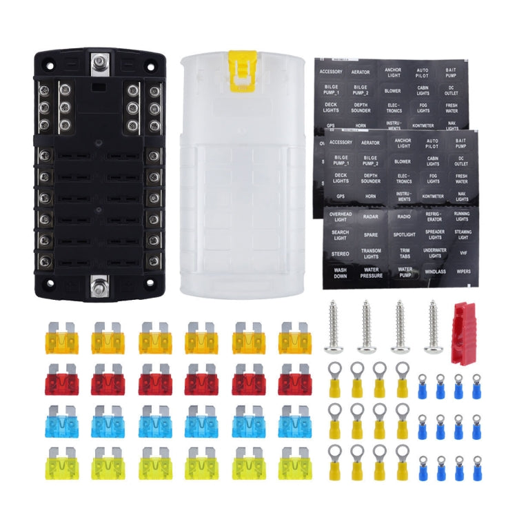 RV Yacht 12-way LED Insulated Flame-retardant Fuse Holder Box with Wire